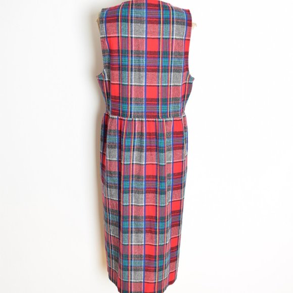 vintage 90s dress Pendleton wool tartan plaid babydoll grunge midi maxi 14 L - Picture 6 of 8